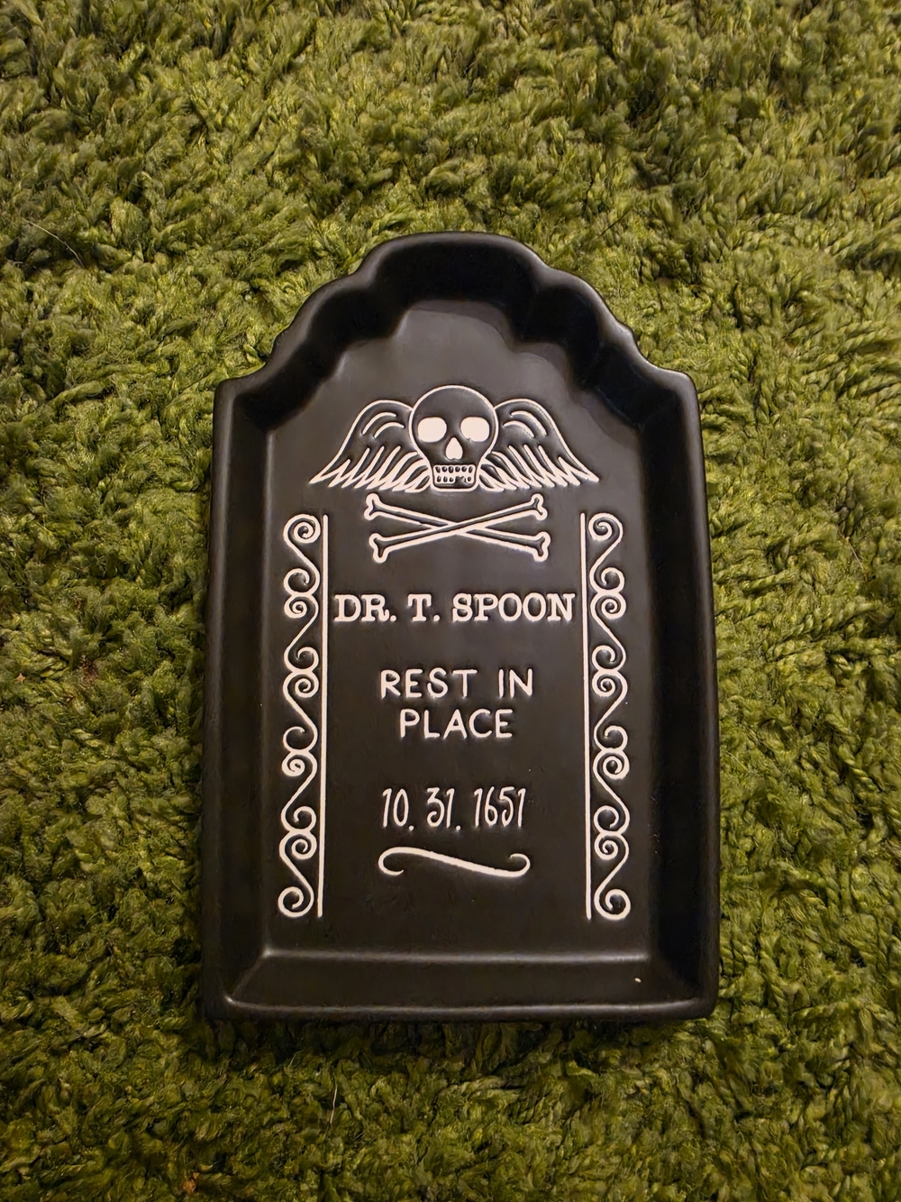 Prima Design Halloween Tombstone Spoon Rest Ceramic Dr T Spoon Black Goth